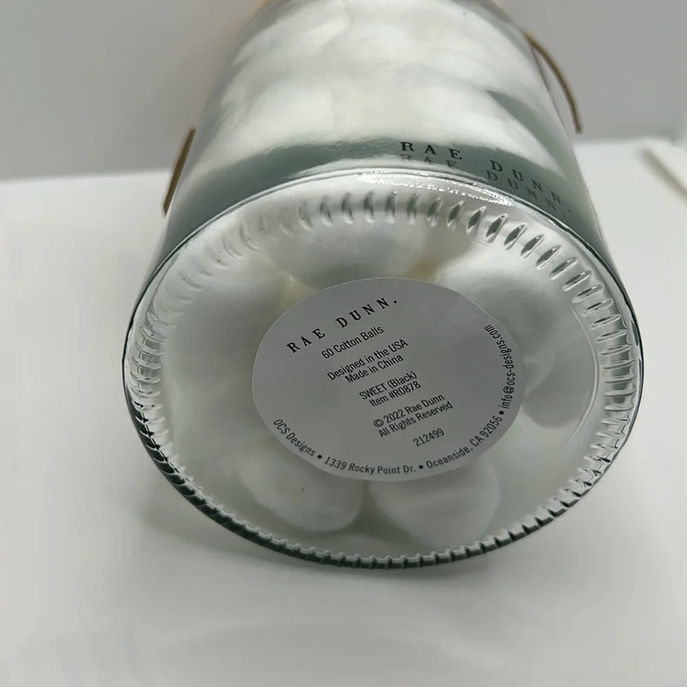 Rae Dunn cotton ball jar